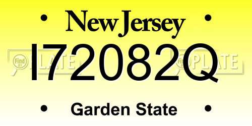I72082Q New Jersey License Plate