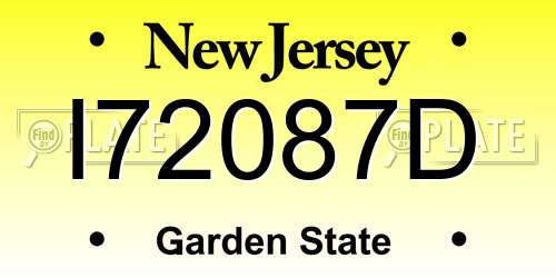 I72087D New Jersey License Plate