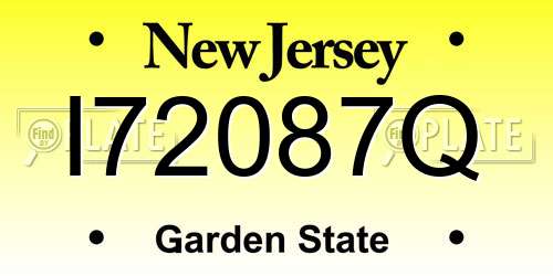 I72087Q New Jersey License Plate