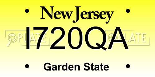 I720QA New Jersey License Plate