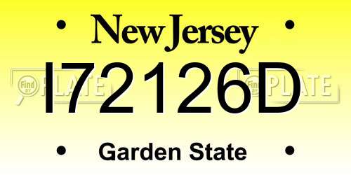 I72126D New Jersey License Plate
