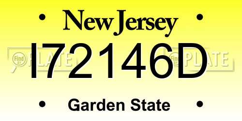 I72146D New Jersey License Plate