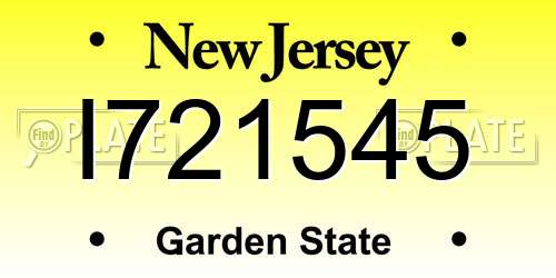 I721545 New Jersey License Plate