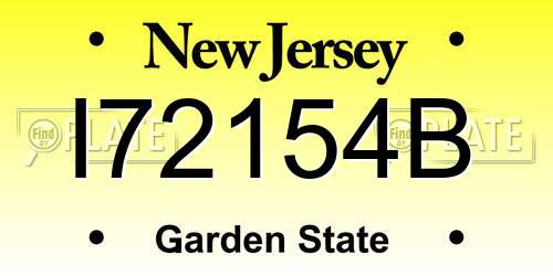 I72154B New Jersey License Plate