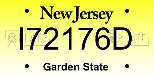 I72176D New Jersey License Plate