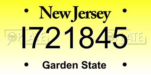 I721845 New Jersey License Plate