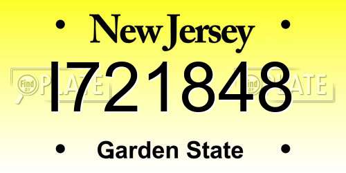 I721848 New Jersey License Plate
