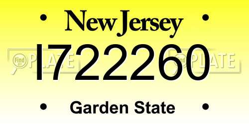 I722260 New Jersey License Plate