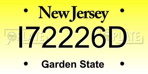 I72226D New Jersey License Plate