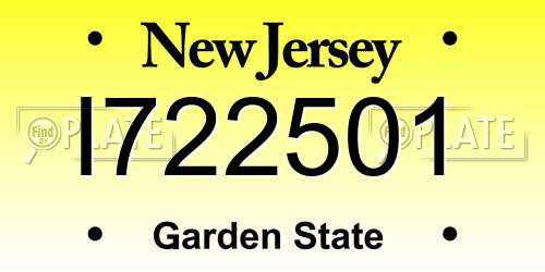 I722501 New Jersey License Plate