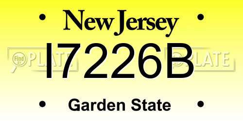I7226B New Jersey License Plate