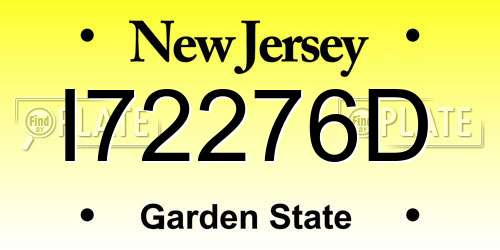 I72276D New Jersey License Plate