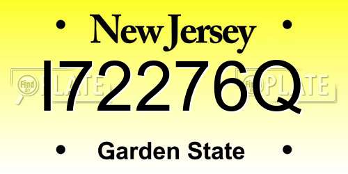 I72276Q New Jersey License Plate