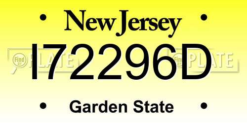 I72296D New Jersey License Plate