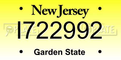 I722992 New Jersey License Plate