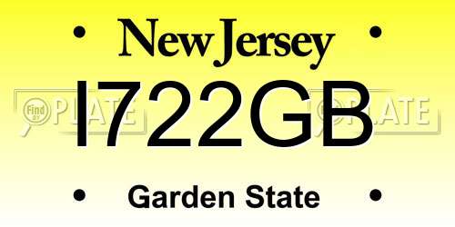 I722GB New Jersey License Plate