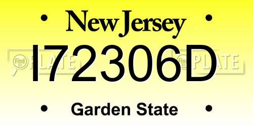 I72306D New Jersey License Plate