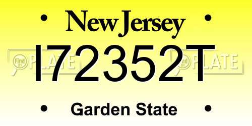 I72352T New Jersey License Plate
