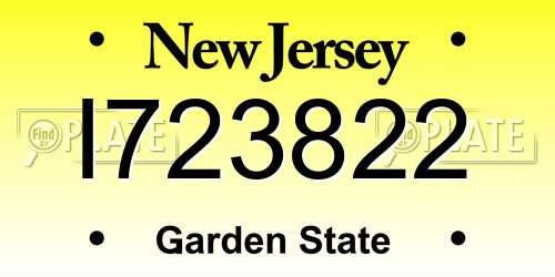 I723822 New Jersey License Plate