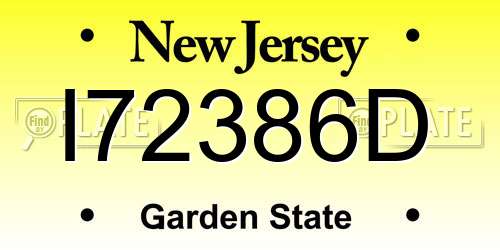 I72386D New Jersey License Plate