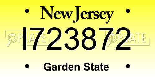 I723872 New Jersey License Plate
