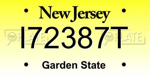 I72387T New Jersey License Plate