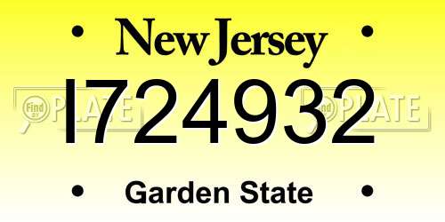 I724932 New Jersey License Plate