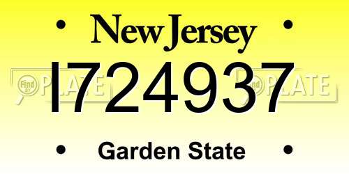 I724937 New Jersey License Plate
