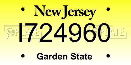 I724960 New Jersey License Plate