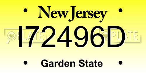 I72496D New Jersey License Plate