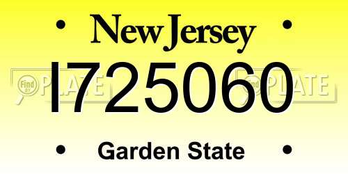 I725060 New Jersey License Plate