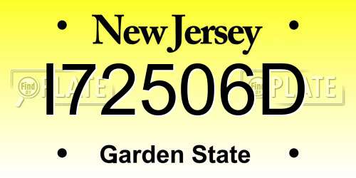 I72506D New Jersey License Plate