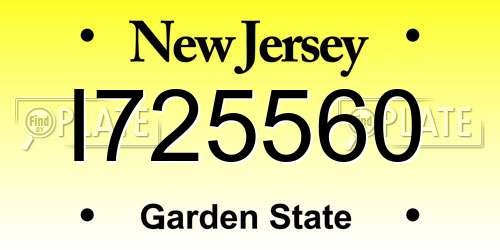 I725560 New Jersey License Plate