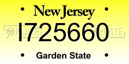 I725660 New Jersey License Plate