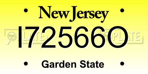 I72566O New Jersey License Plate