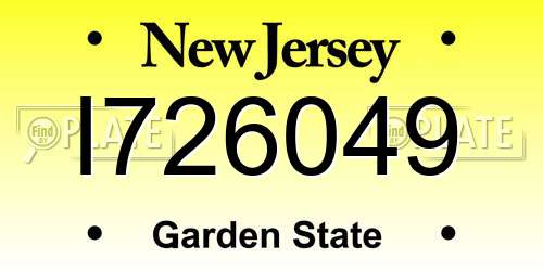 I726049 New Jersey License Plate