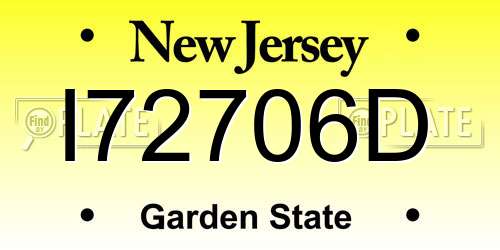 I72706D New Jersey License Plate