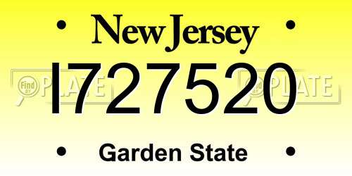 I727520 New Jersey License Plate