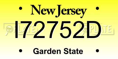 I72752D New Jersey License Plate