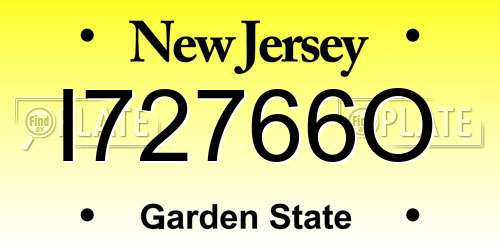 I72766O New Jersey License Plate