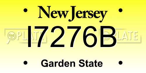 I7276B New Jersey License Plate