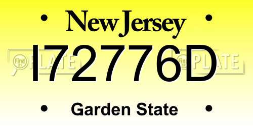I72776D New Jersey License Plate