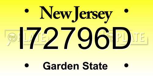 I72796D New Jersey License Plate