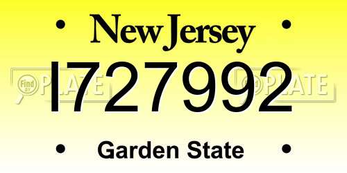 I727992 New Jersey License Plate