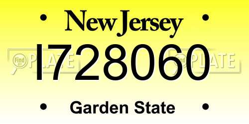 I728060 New Jersey License Plate