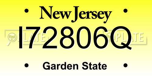 I72806Q New Jersey License Plate