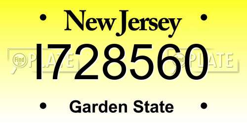 I728560 New Jersey License Plate