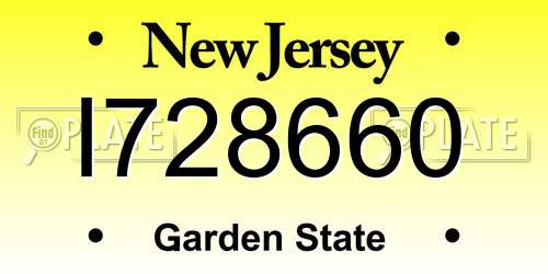 I728660 New Jersey License Plate