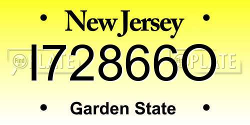 I72866O New Jersey License Plate