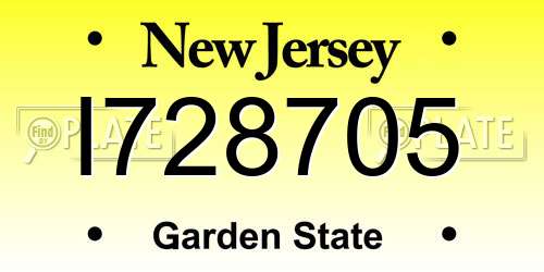 I728705 New Jersey License Plate